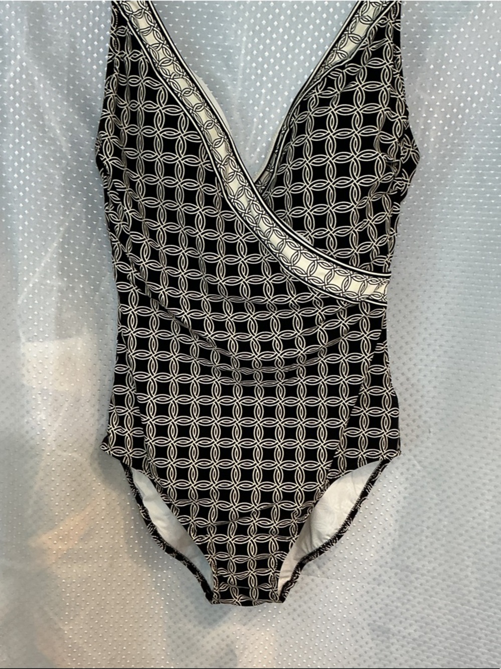 Gottex Black & White Wrap-Style Geometric One-Piece